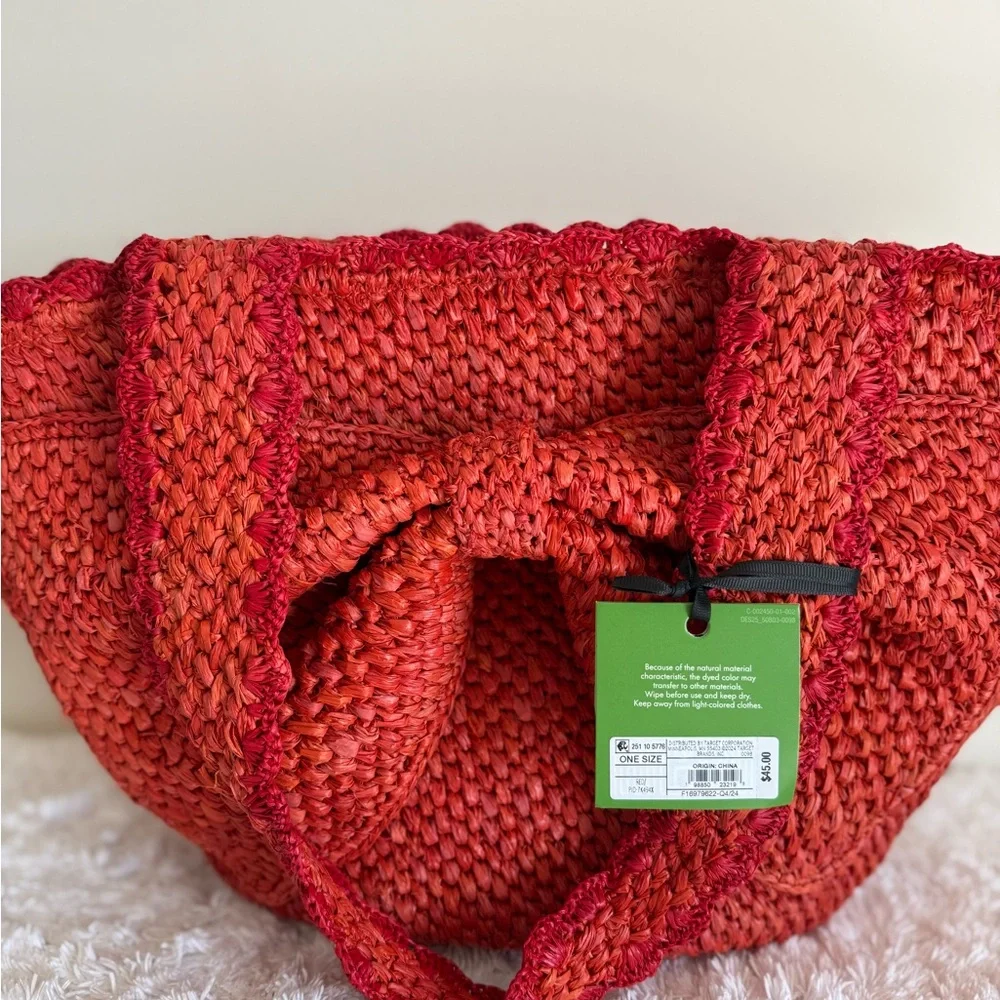 Kate Spade x Target Red Raffia Bow Tote Bag - Picture 4 of 8
